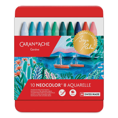 CARAN DACHE NEOCOLOUR II AQUARELLE PASTEL COLD SHADE SET OF 10 (7500.51)