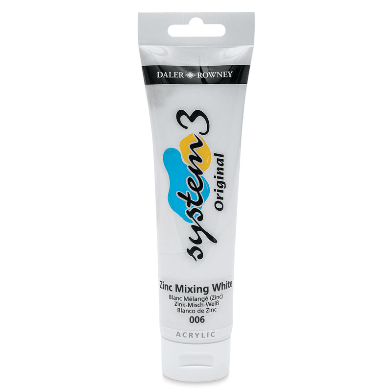 DALER & ROWNEY SYSTEM 3 ACRYLIC 150 ML ZINC MIX WHITE 150006