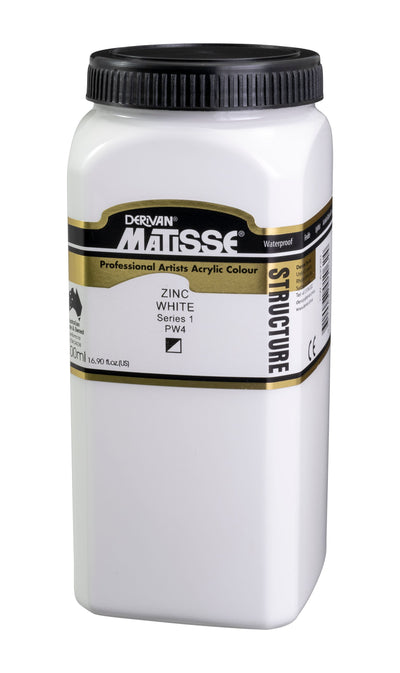 MATISSE STRUCTURE ACRYLIC 500 ML SR 1 ZINC WHITE 1M5ZWH