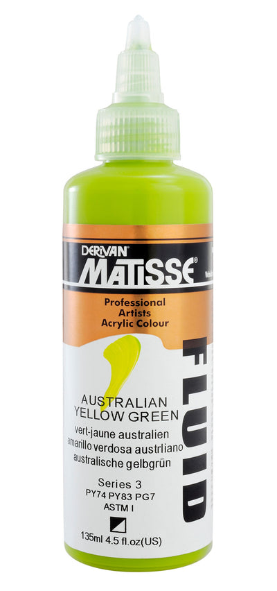 MATISSE FLUID ACRYLIC 135 ML SR 3 AUSTRALIAN YELLOW GREEN 1MFU35AYG