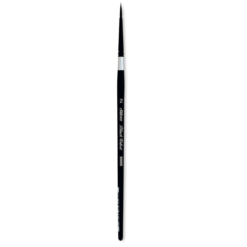 SILVER BLACK VELVET SYNTHETIC SQUIRREL BRUSH ROUND SHORT HANDLE NO 2 SR (3000S)