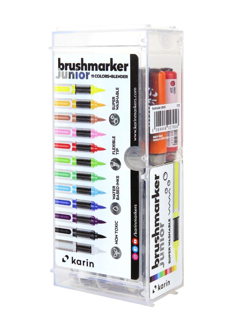 KARIN PRO BRUSH MARKER BASIC COLOUR+BLENDER SET OF 11 (27C1)