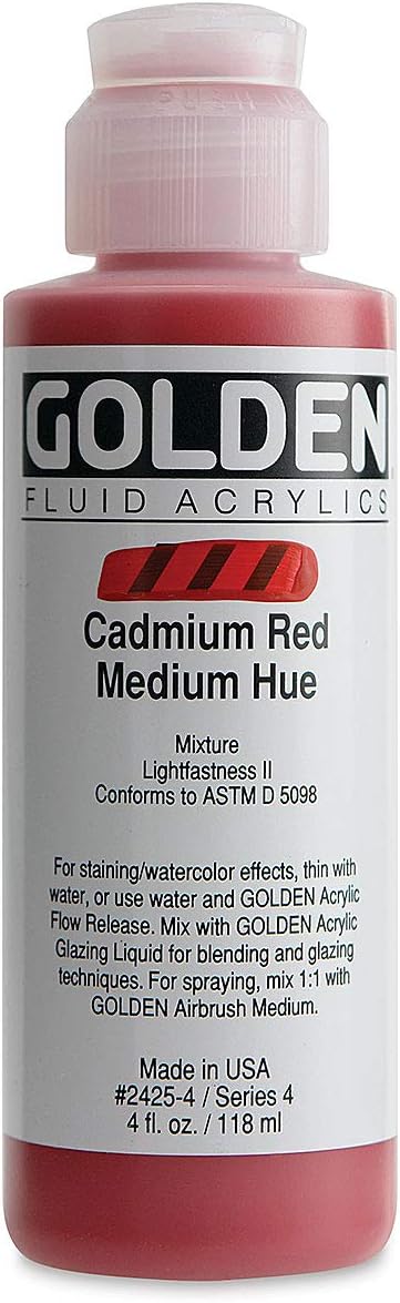 GOLDEN FLUID ACRYLIC COLOUR 118 ML SR 4 CADMIUM RED MEDIUM HUE (0002425-4)
