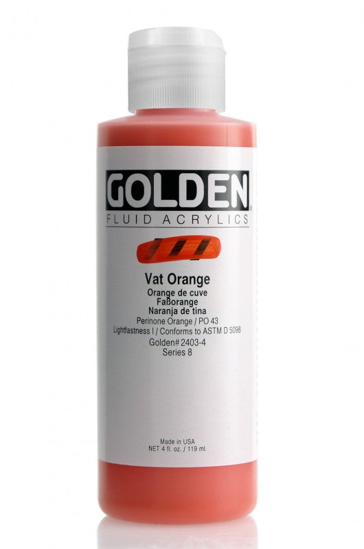 GOLDEN FLUID ACRYLIC COLOUR 118 ML SR 8 VAT ORANGE (0002403-4)