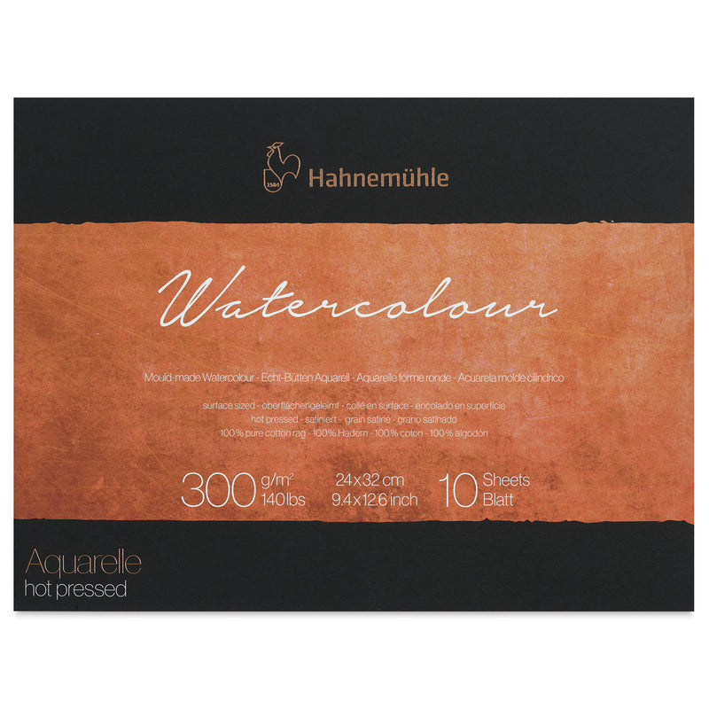 HAHNEMUHLE COLLECTION WATER COLOUR PAD 300 GSM 100% COTTON HOT PRESSED 24 X 32 CM 10 SHEETS (10625150)