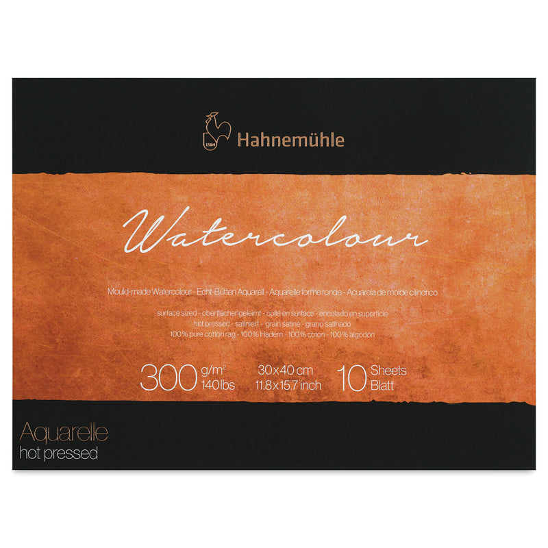 HAHNEMUHLE COLLECTION WATER COLOUR PAD 300 GSM 100% COTTON HOT PRESSED 30 X 40 CM 10 SHEETS (10625151)