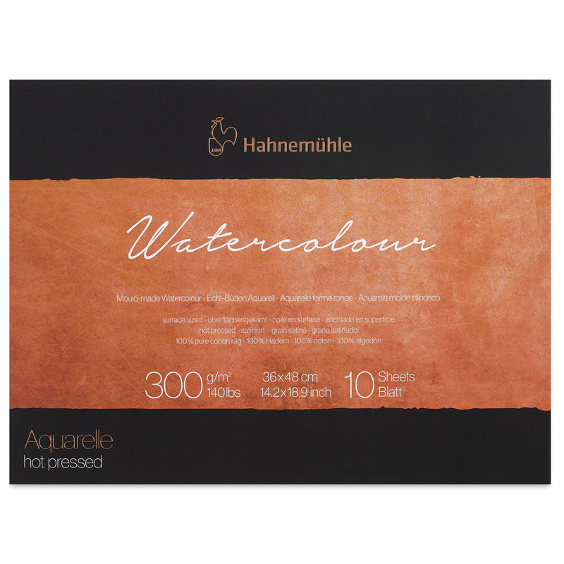 HAHNEMUHLE COLLECTION WATER COLOUR PAD 300 GSM 100% COTTON HOT PRESSED 36 X 48 CM 10 SHEETS (10625152)