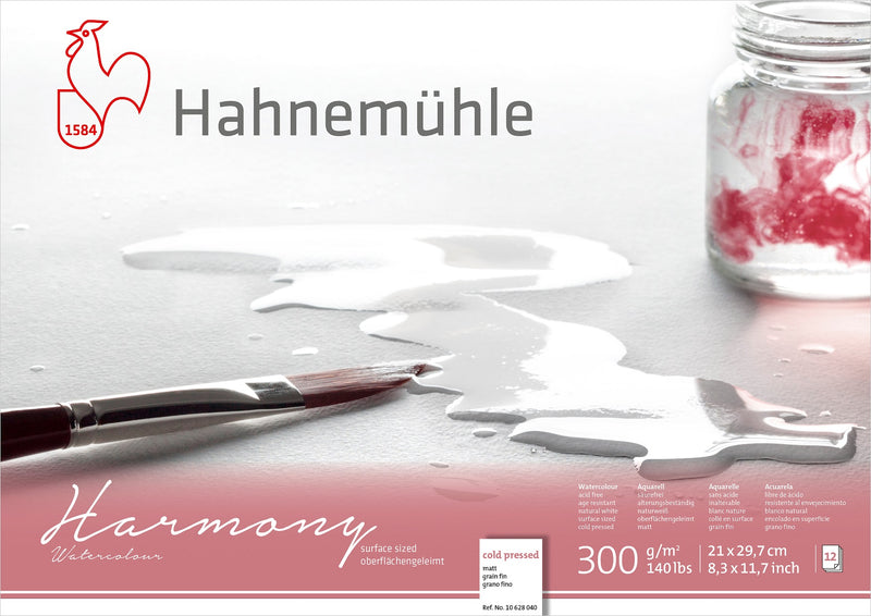 HAHNEMUHLE HARMONY WATER COLOUR PAD 300 GSM COLD PRESSED A4 12 SHEETS (10628040)
