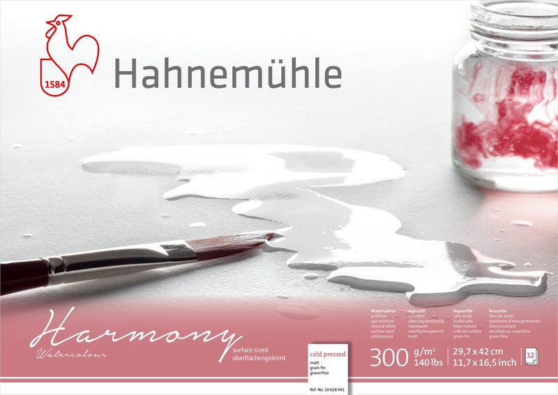 HAHNEMUHLE HARMONY WATER COLOUR PAD 300 GSM COLD PRESSED A3 12 SHEETS (10628041)
