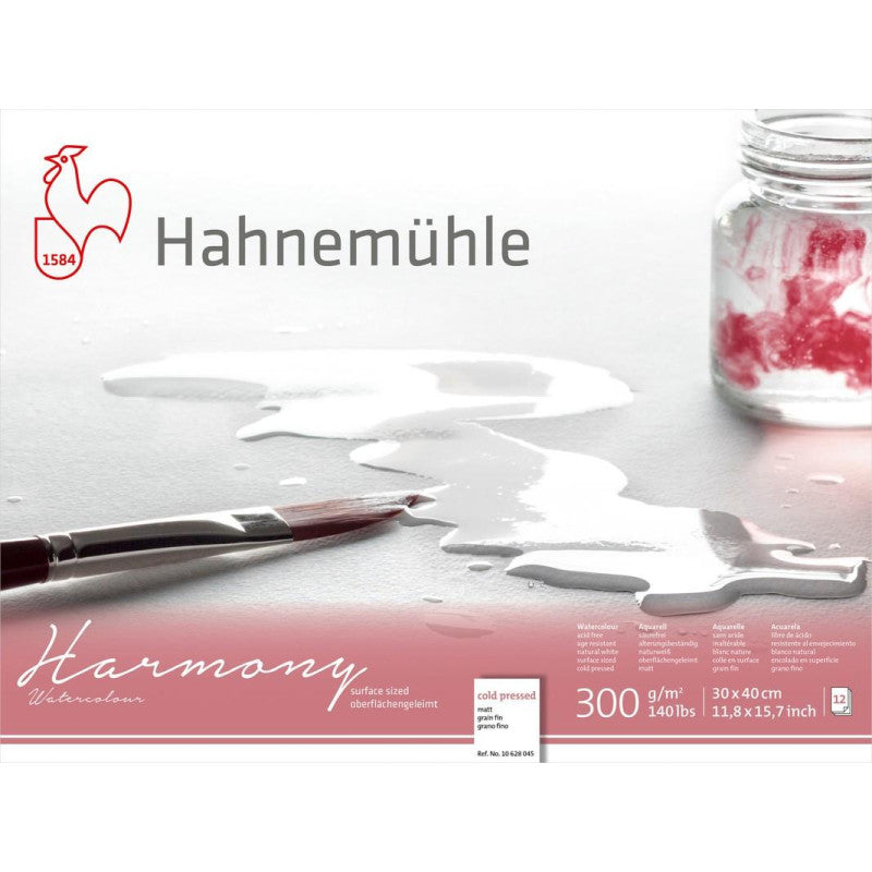 HAHNEMUHLE HARMONY WATER COLOUR PAD 300 GSM COLD PRESSED 30 X 40 CM 12 SHEETS (10628045)