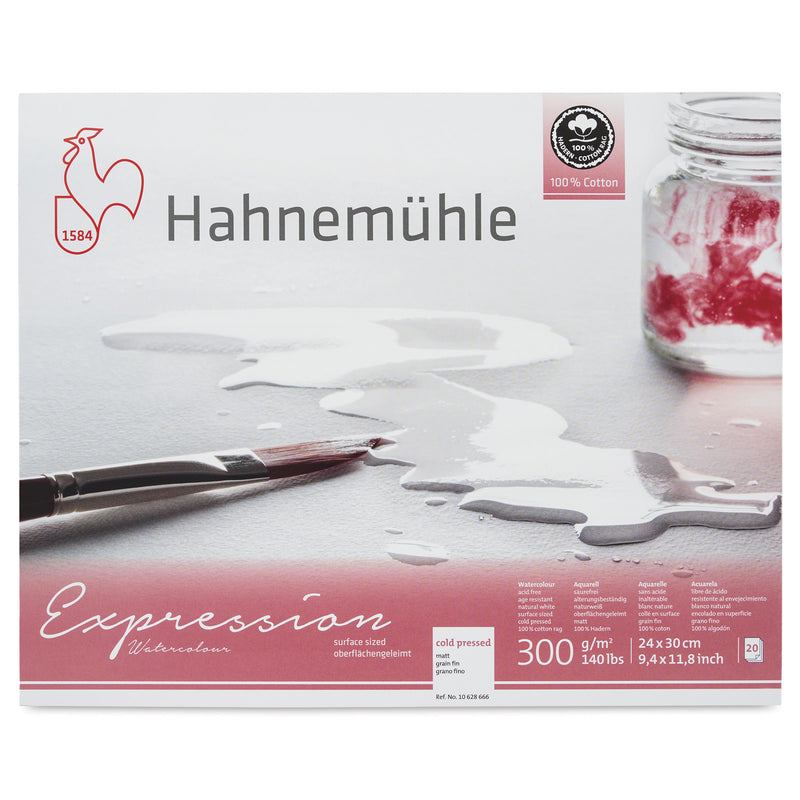 HAHNEMUHLE EXPRESSION WATER COLOUR PAD 300 GSM 100% COTTON COLD PRESSED 24 X 30CM 20 SHEETS (10628666)