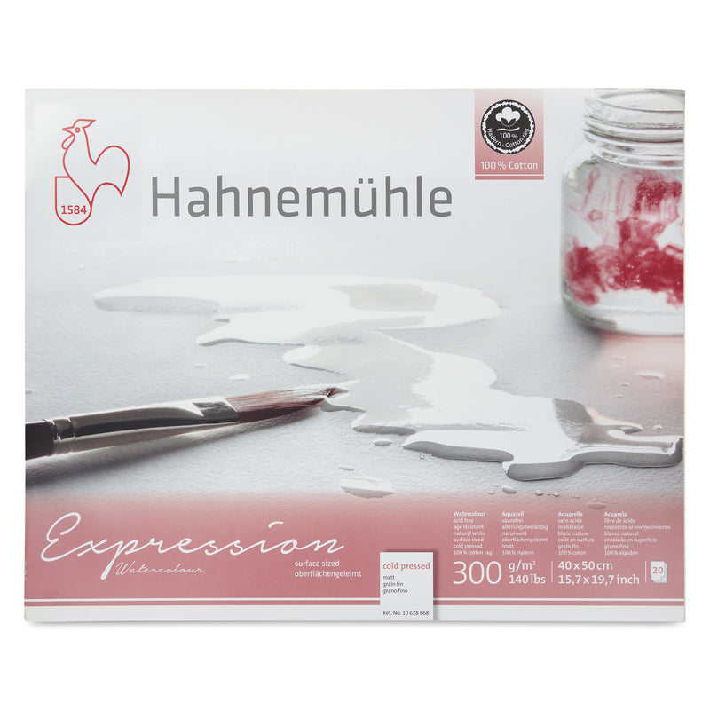 HAHNEMUHLE EXPRESSION WATER COLOUR PAD 300 GSM 100% COTTON COLD PRESSED 40 X 50 CM 20 SHEETS (10628668)