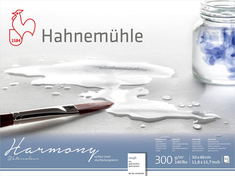 HAHNEMUHLE HARMONY WATER COLOUR PAD 300 GSM ROUGH 30 X 40 CM 12 SHEETS (10628845)