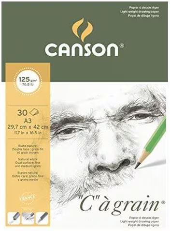 CANSON "C"A GRAIN DRAWING PAD 1SG 125 GSM A3 (400060607)