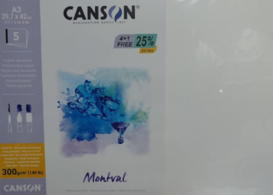 Canson Montval Watercolor Paper A3 300 GSM | 5 Sheets – Himalaya Fine Art