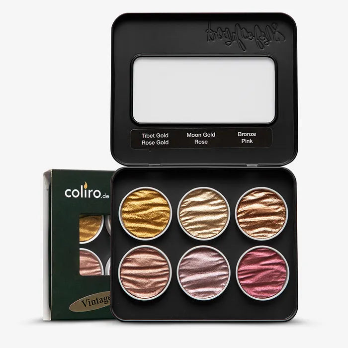 COLIRO WATER COLOUR PANS PEARLS VINTAGE SET OF 6 (M780)