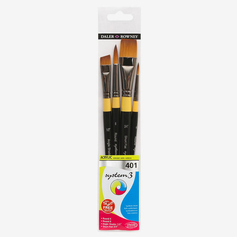 DALER & ROWNEY SYSTEM 3 BRUSH WALLET 401 SET OF 4