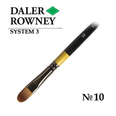 DALER & ROWNEY SYSTEM 3 BRUSH SYNTHETIC HAIR SHORT HANDLE FILBERT SY67 NO 10