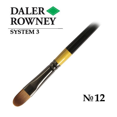 DALER & ROWNEY SYSTEM 3 BRUSH SYNTHETIC HAIR SHORT HANDLE FILBERT SY67 NO 12