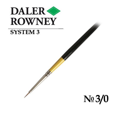 DALER & ROWNEY SYSTEM 3 BRUSH SYNTHETIC HAIR SHORT HANDLE ROUND SY85 NO 3 /0
