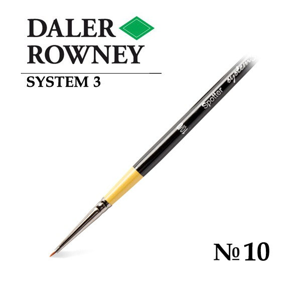 DALER & ROWNEY SYSTEM 3 BRUSH SYNTHETIC HAIR SHORT HANDLE SPOTTER SY81 NO 10/0