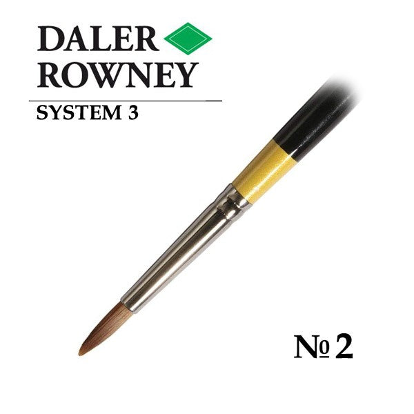 DALER & ROWNEY SYSTEM 3 BRUSH SYNTHETIC HAIR LONG HANDLE ROUND SY45 NO 2